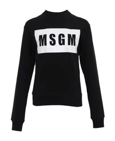 Msgm Logo Printed Hoodie In Black