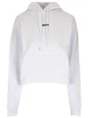 Msgm Logo Hooded Sweatshirt Long Sleeves In White