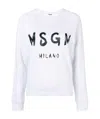 Msgm Sweatshirt With Brushed Logo Print In White