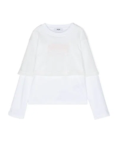 Msgm Logo-printed Layered T-shirt In White