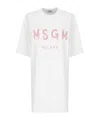 Msgm Logo Printed Mini T-shirt Dress In White