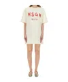 Msgm Logo Print Mini Dress In Neutral