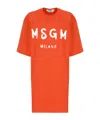 Msgm Logo Crew Neck Mini Dress In Red