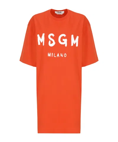 MSGM MSGM LOGO PRINTED MINI T-SHIRT DRESS