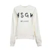 Msgm Ivory Cotton Crewneck Sweatshirt In Panna