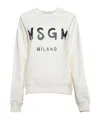 Msgm Ivory Cotton Crewneck Sweatshirt In White