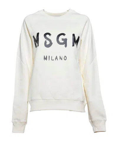 MSGM MSGM LOGO PRINTED RIBBED SWEATSHIRT