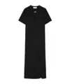 Msgm Logo Printed Side-slit Maxi Dress In Black