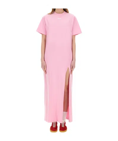 MSGM MSGM LOGO PRINTED SIDE-SLIT MAXI DRESS
