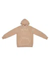 Msgm Logo Printed Straight Hem Hoodie In Beige