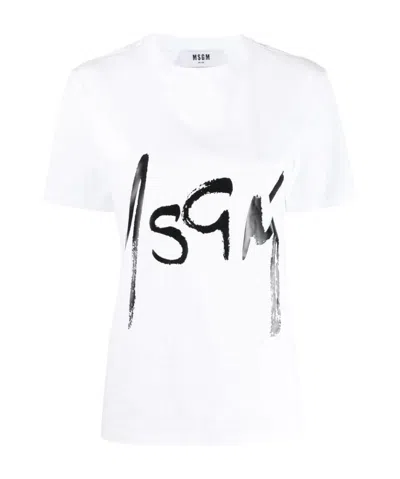 Msgm Logo Printed T-shirt In Black