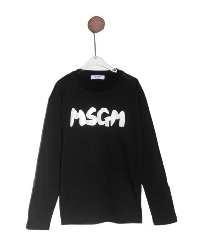 Msgm Logo Printed T-shirt In Black