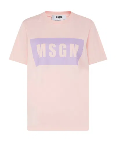 Msgm Logo Printed T-shirt In Pink