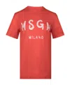 Msgm Logo Printed T-shirt In Red