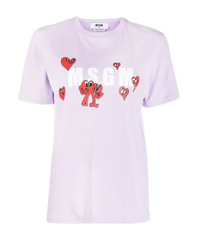 Msgm Logo Printed T-shirt In White
