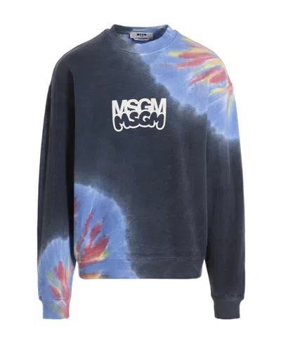 MSGM MSGM LOGO PRINTED TIE DYED SWEATSHIRT