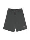 Msgm Logo-raised Cotton Shorts In Grey