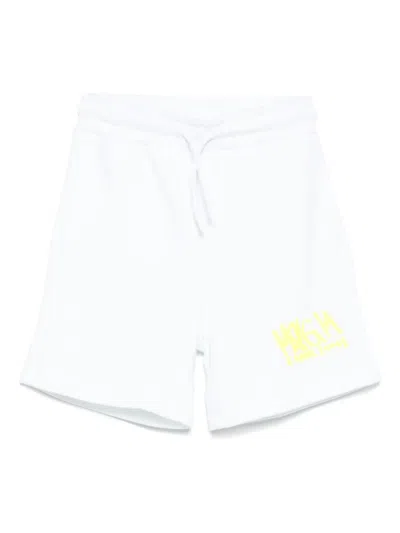 Msgm Kids' Logo-raised Shorts In White