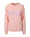 Msgm Logo Round Neck Sweater In Pink