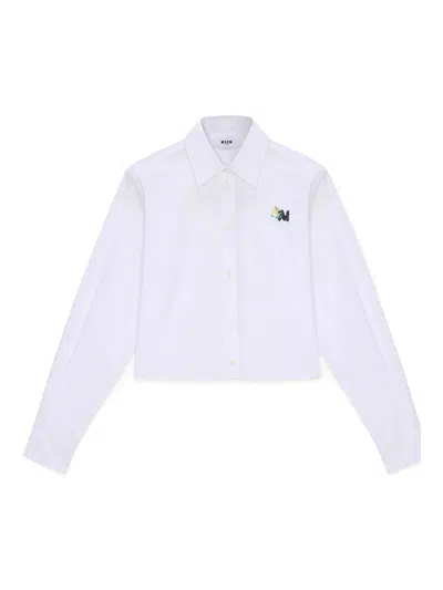 Msgm Logo Shirt In White
