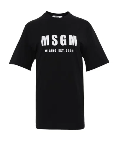 Msgm Logo Short-sleeved T-shirt In Black