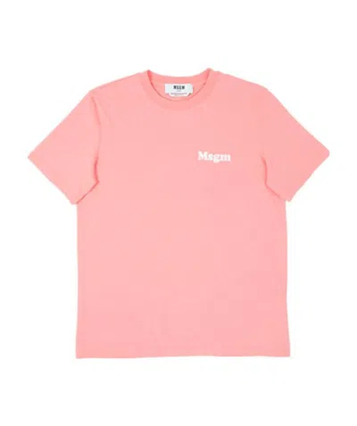 Msgm Logo Short-sleeved T-shirt In Pink