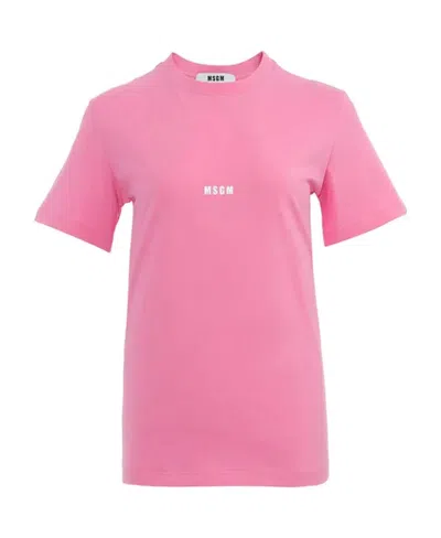 Msgm Logo Short-sleeved T-shirt In Pink