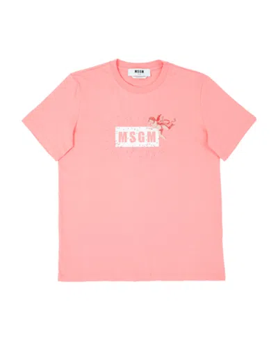 Msgm Logo Short-sleeved T-shirt In Pink