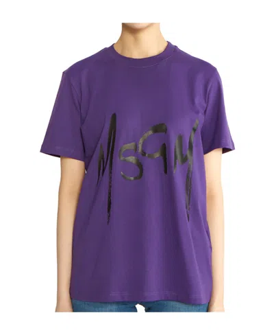 Msgm Logo Short-sleeved T-shirt In Purple