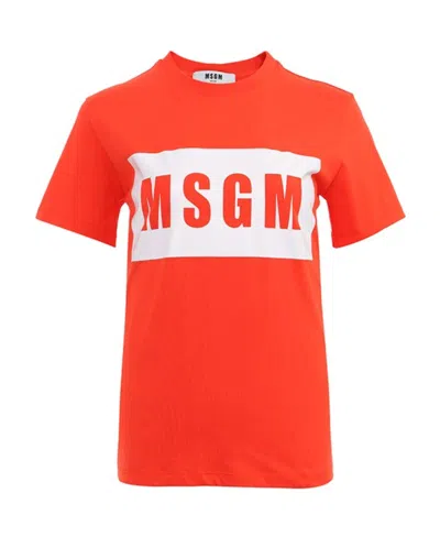Msgm Logo Short-sleeved T-shirt In Red