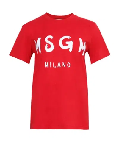 Msgm Logo Short-sleeved T-shirt In Red