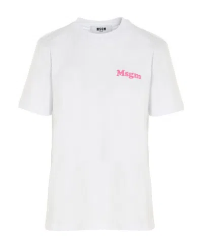Msgm Logo Short-sleeved T-shirt In White