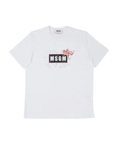 Msgm Logo Short-sleeved T-shirt In White