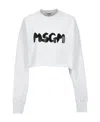 Msgm Logo Short Style Sweater In White