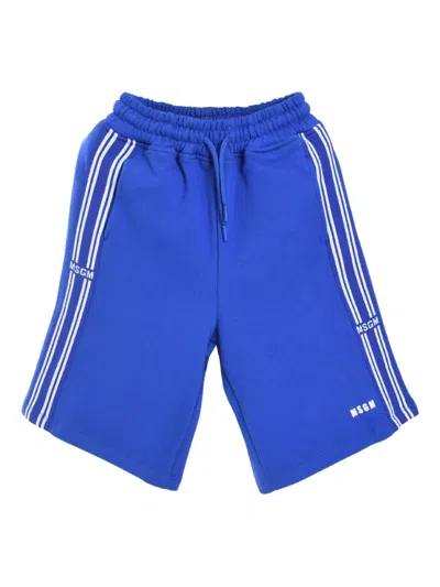 Msgm Kids' Logo Shorts In 蓝色