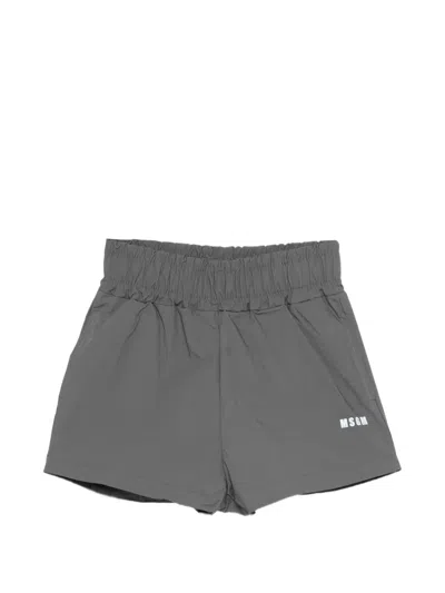Msgm Kids' Logo Shorts In Gray
