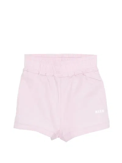 Msgm Kids' Logo Shorts In Pink