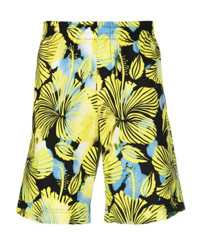 Msgm Logo Shorts In Yellow