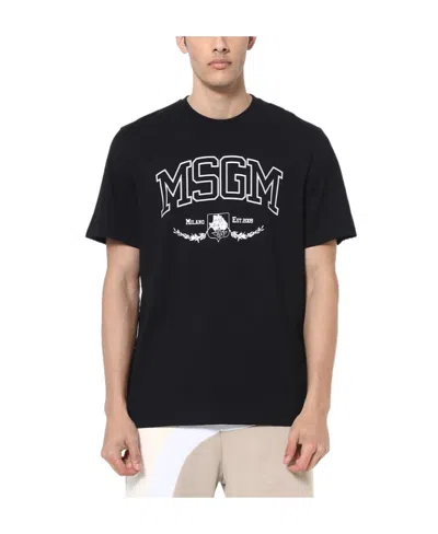 Msgm Logo Short-sleeved T-shirt In Black