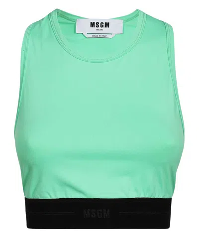 Msgm Logo Sporty Tank-top In Green