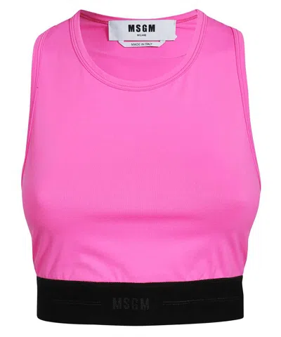 Msgm Logo Sporty Tank-top In Pink