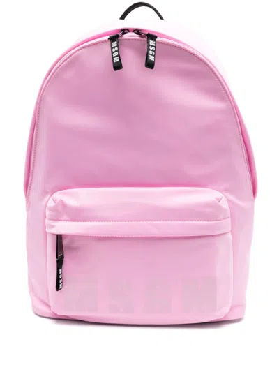 Msgm Kids' Logo-stamp Backpack In Pink
