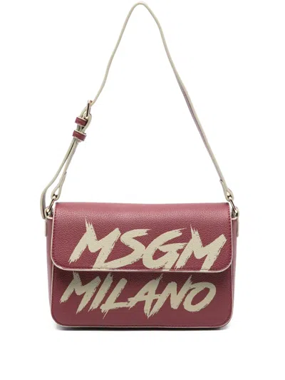 Msgm Kids' Logo Strap Bag In Red