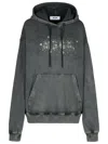Msgm Embellished Cotton Jersey Logo Hoodie In Black