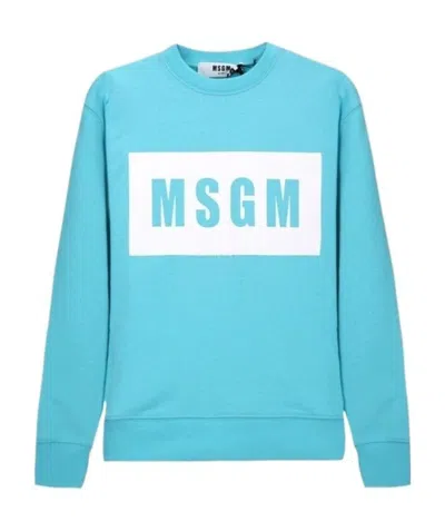 Msgm Logo Sweater In Blue