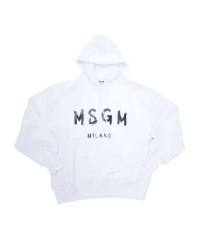 Msgm Logo Sweater In White