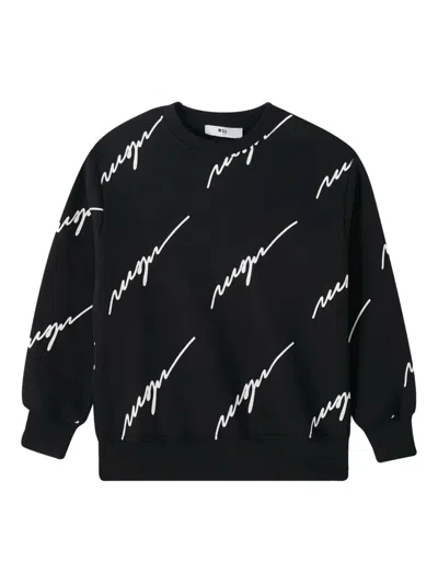 Msgm Kids' Logo Sweatshirt In Black