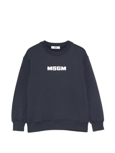 Msgm Logo Sweatshirt In Blue