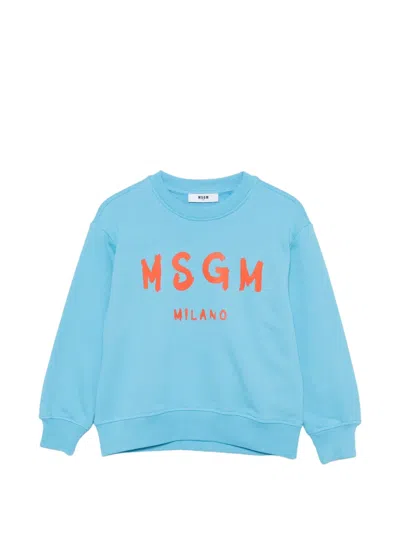 Msgm Kids' Logo Sweatshirt In Blue