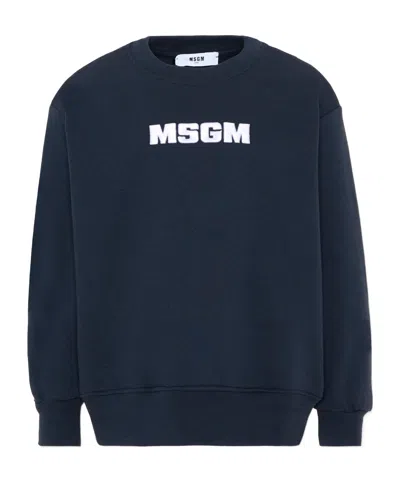 Msgm Kids' Logo Sweatshirt In Blue